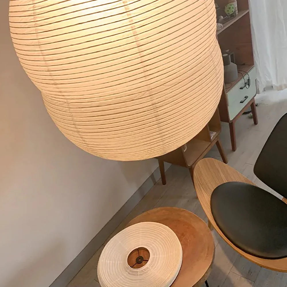 Lampe à suspension ronde en papier Wabi-Sabi