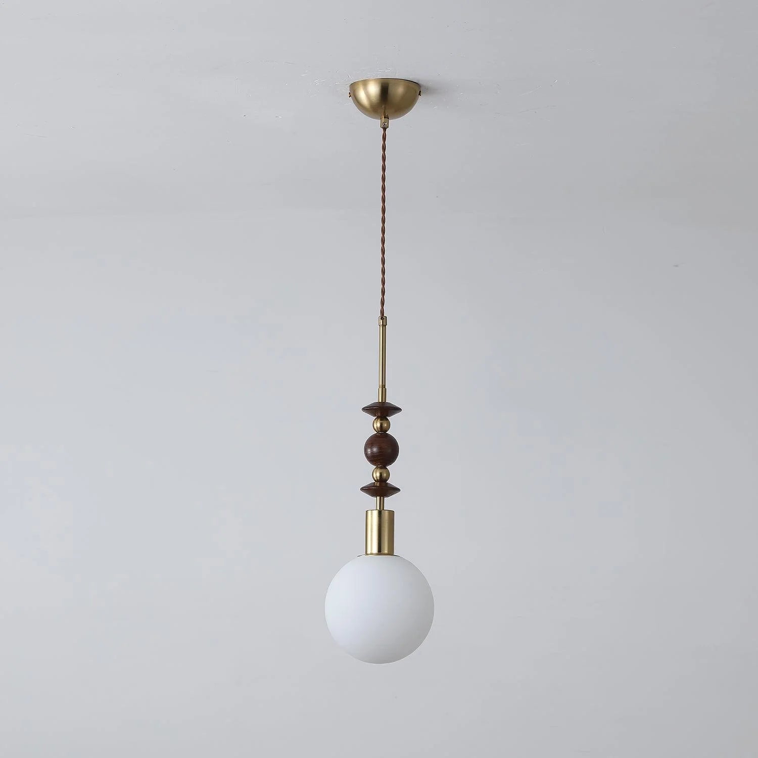 Lampe à suspension ronde classique en bois et verre