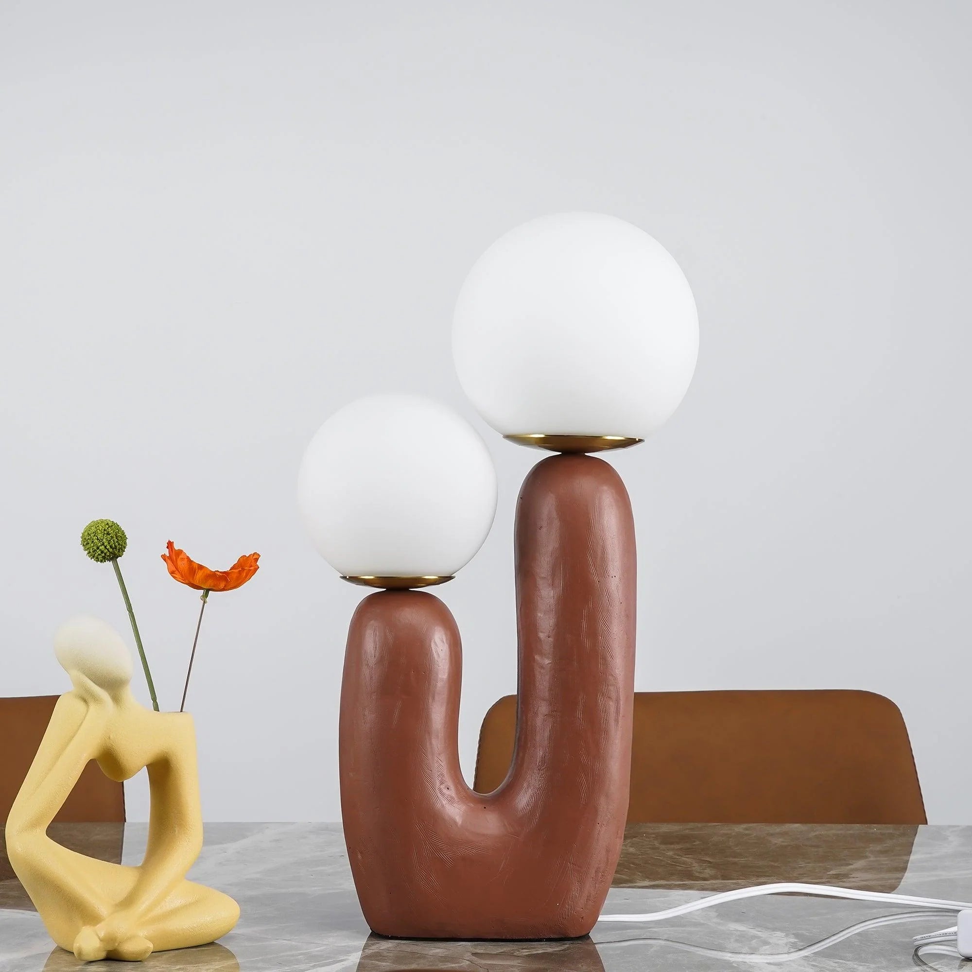 Lampe de table en verre à sphère tendance Cactus