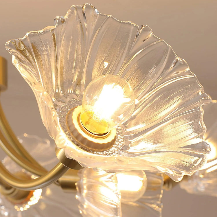 Klassisk blomst gennemsigtigt glas lysekrone