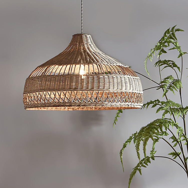 Trendy Dome Woven Rattan Pendel Light