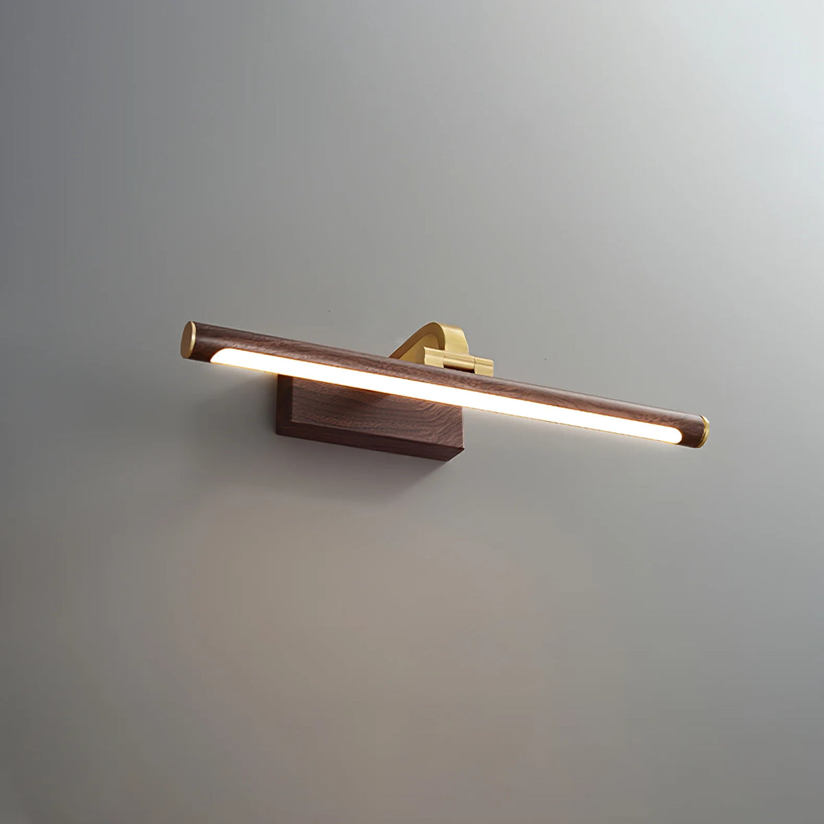 Luxe Brass & Walnut Linear Wall Light