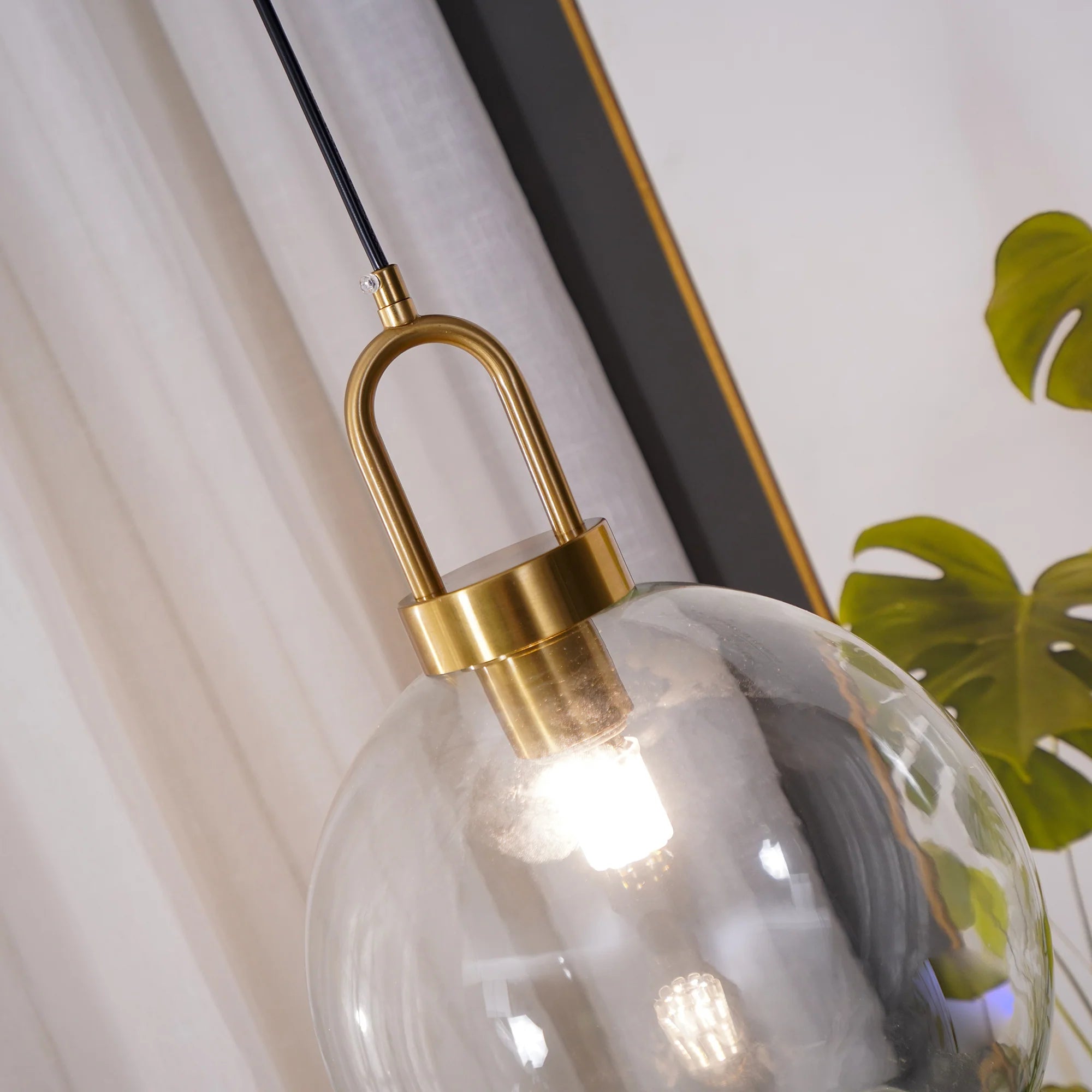 Lampe à Suspension Pendule Vintage en Verre
