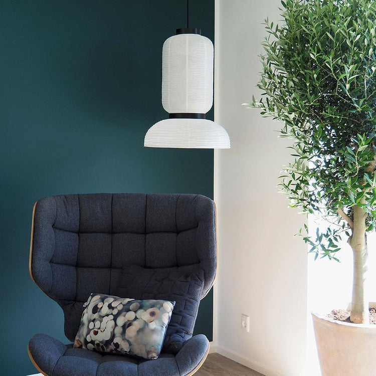 Trendy rundt rispapir vedhængslampe