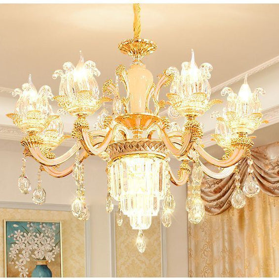 European-Style K9 Crystal Chandelier for Living & Dining Rooms