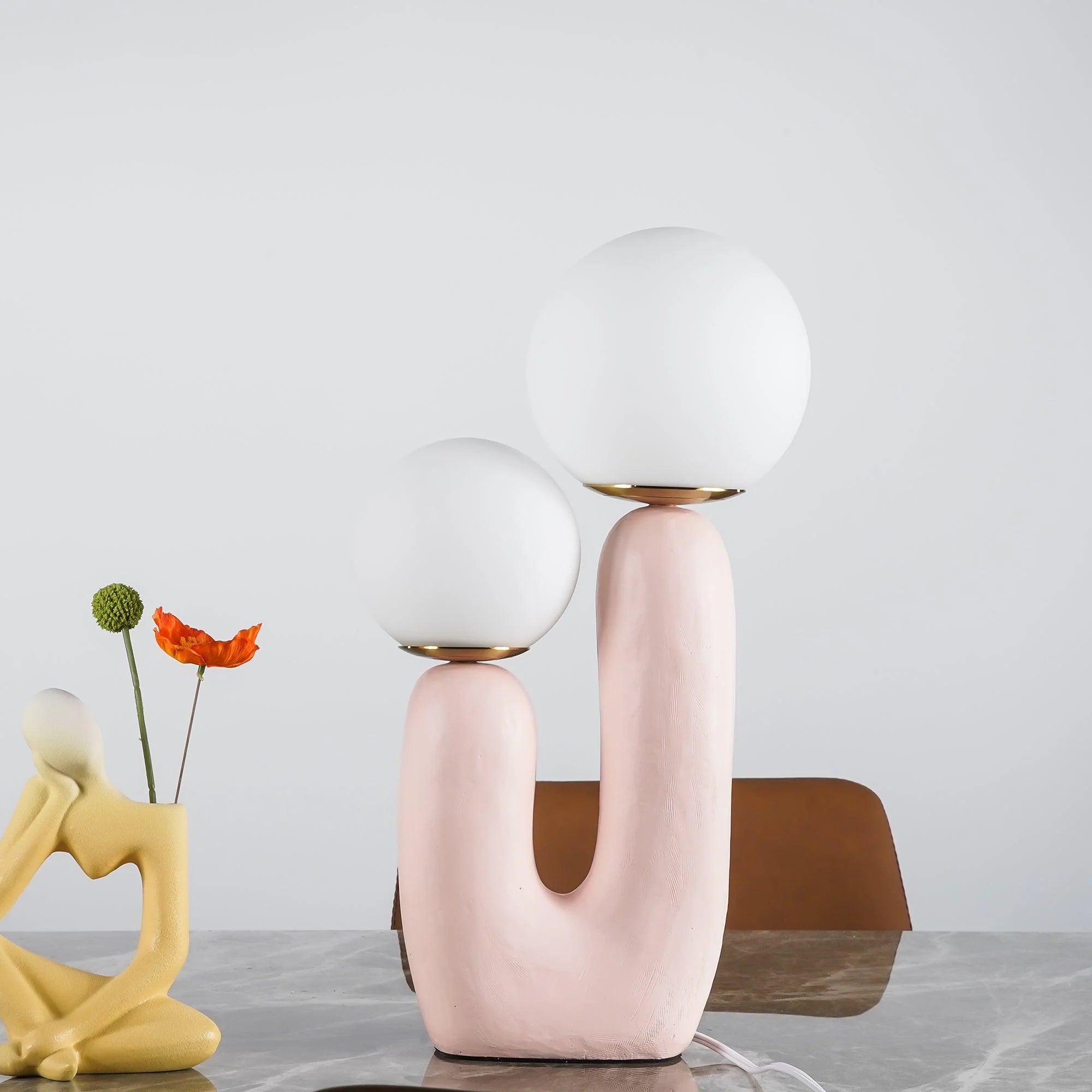 Lampe de table en verre à sphère tendance Cactus
