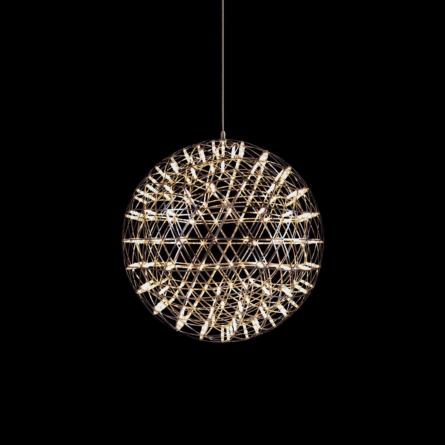 Lampada a sospensione a sfera in argento lucido