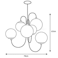 Vintage Metal Framed Glass Chandelier