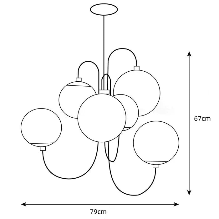 Vintage Metal Framed Glass Chandelier