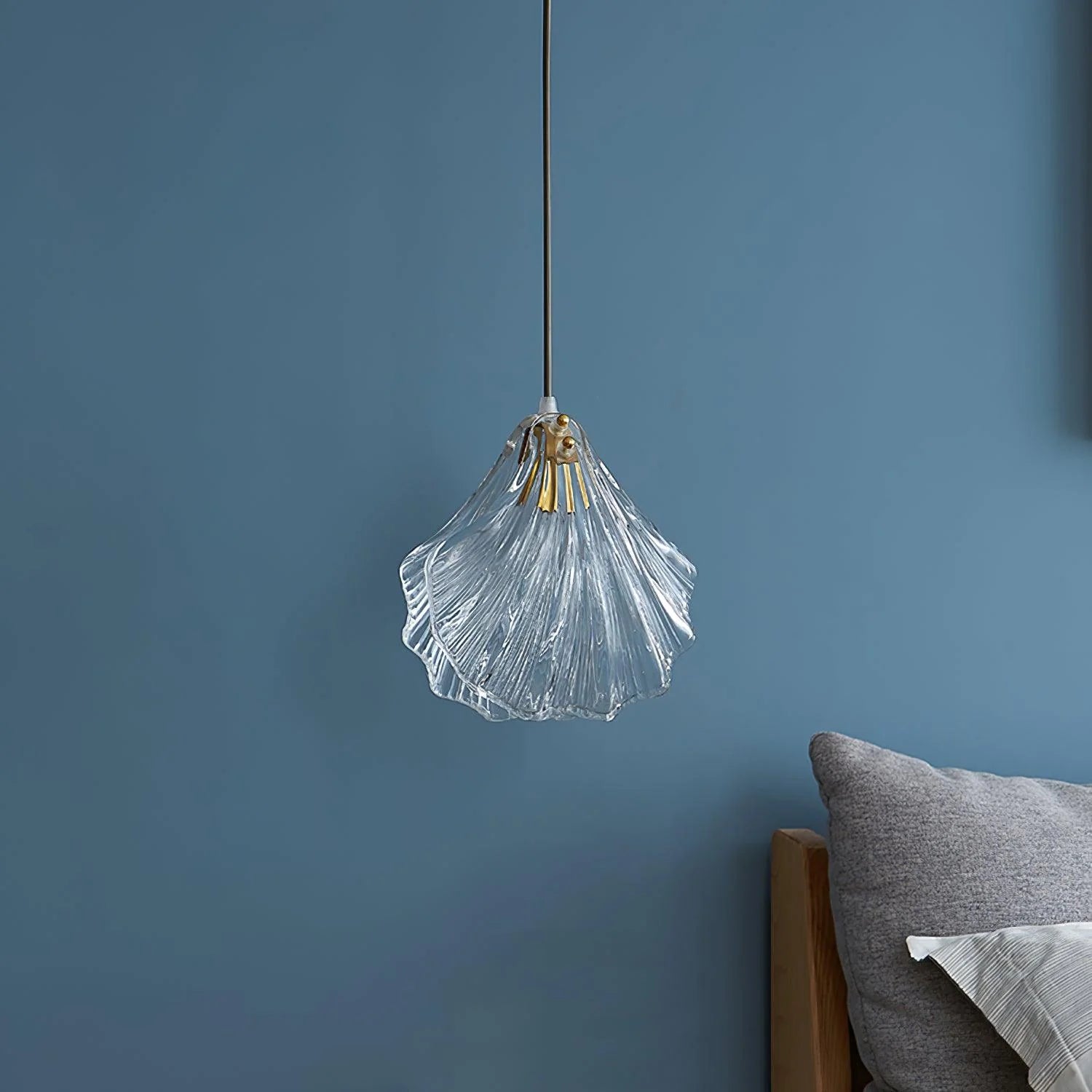 Lampe à suspension moderne en verre de coquille