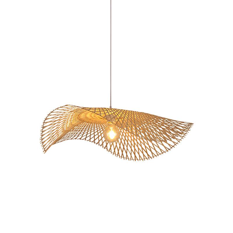 Lampe à suspension moderne en bambou ondulé