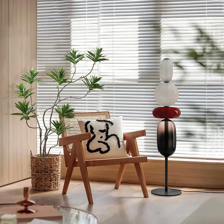 Trendy rund oval gulvlampe af glas