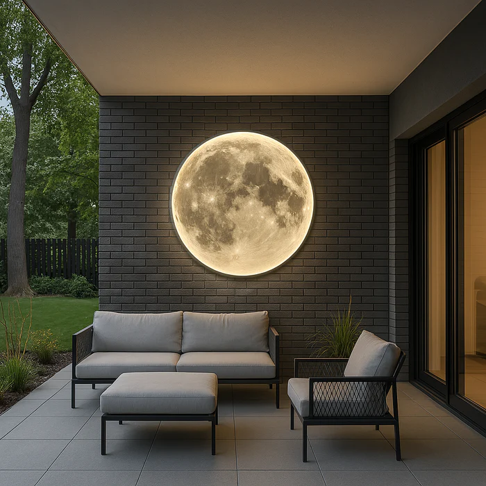 Moderne runde Mondwandlampe