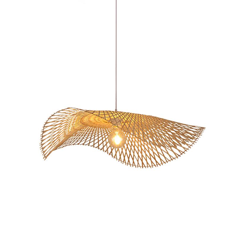 Lampe à suspension moderne en bambou ondulé
