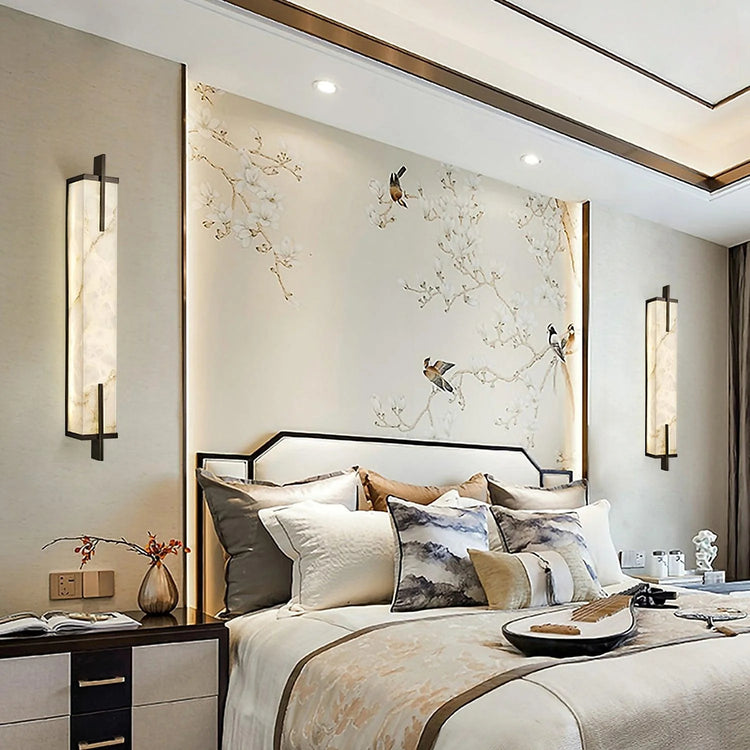 Moderne rektangulært panel marmor væglampe