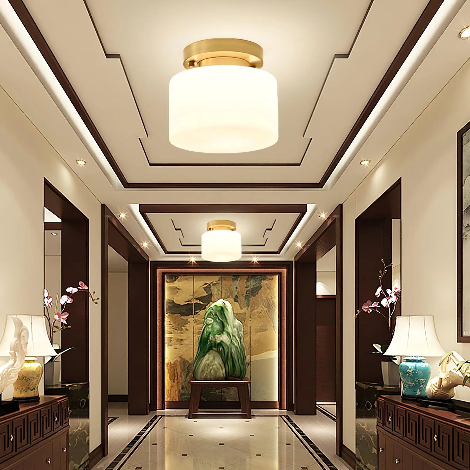 Modern Drum Glass Ceiling Light
