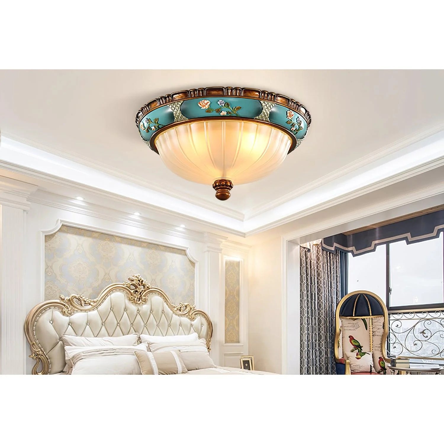 Oriental Half Round Resin Ceiling Light
