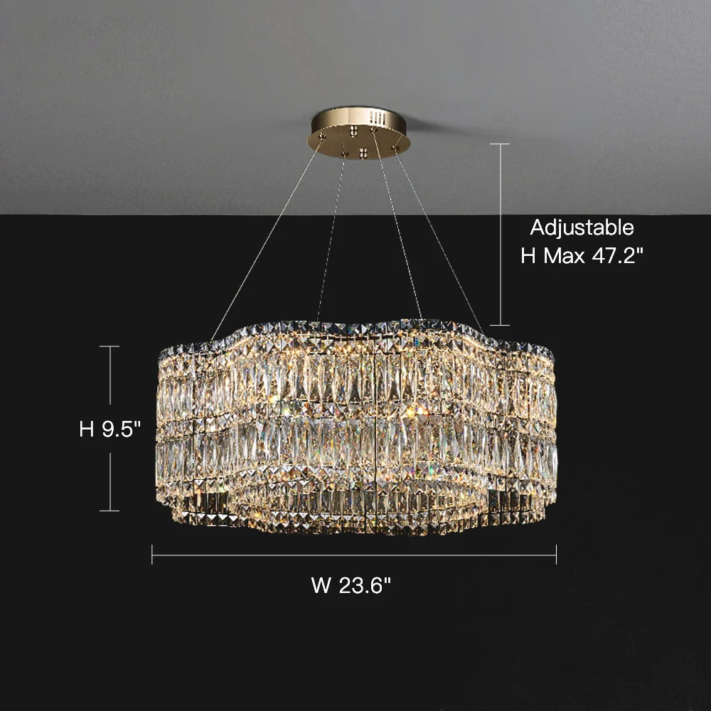 Lampadario elegante moderno con cristalli a forma di fiori