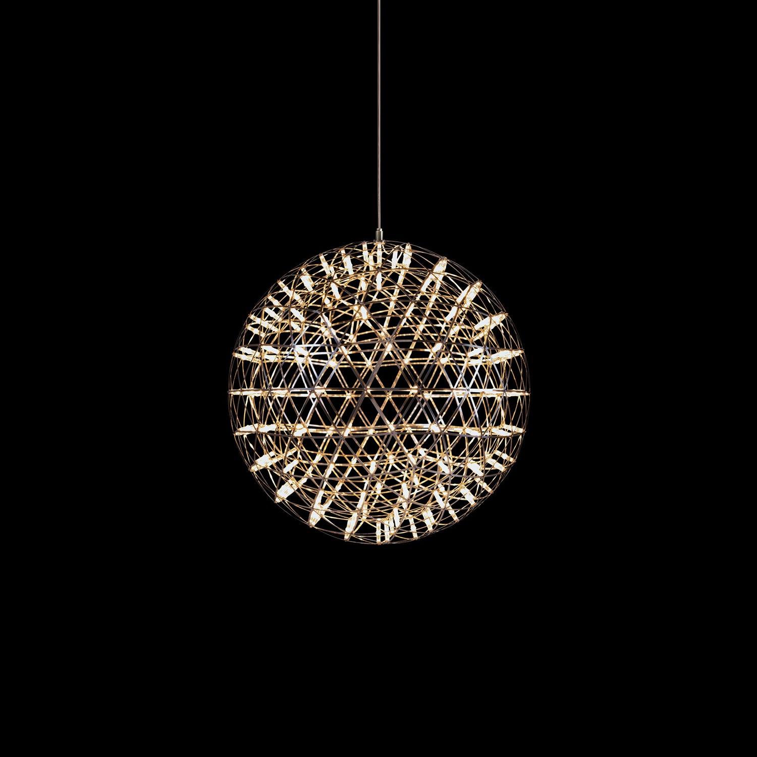 Lampada a sospensione a sfera in argento lucido