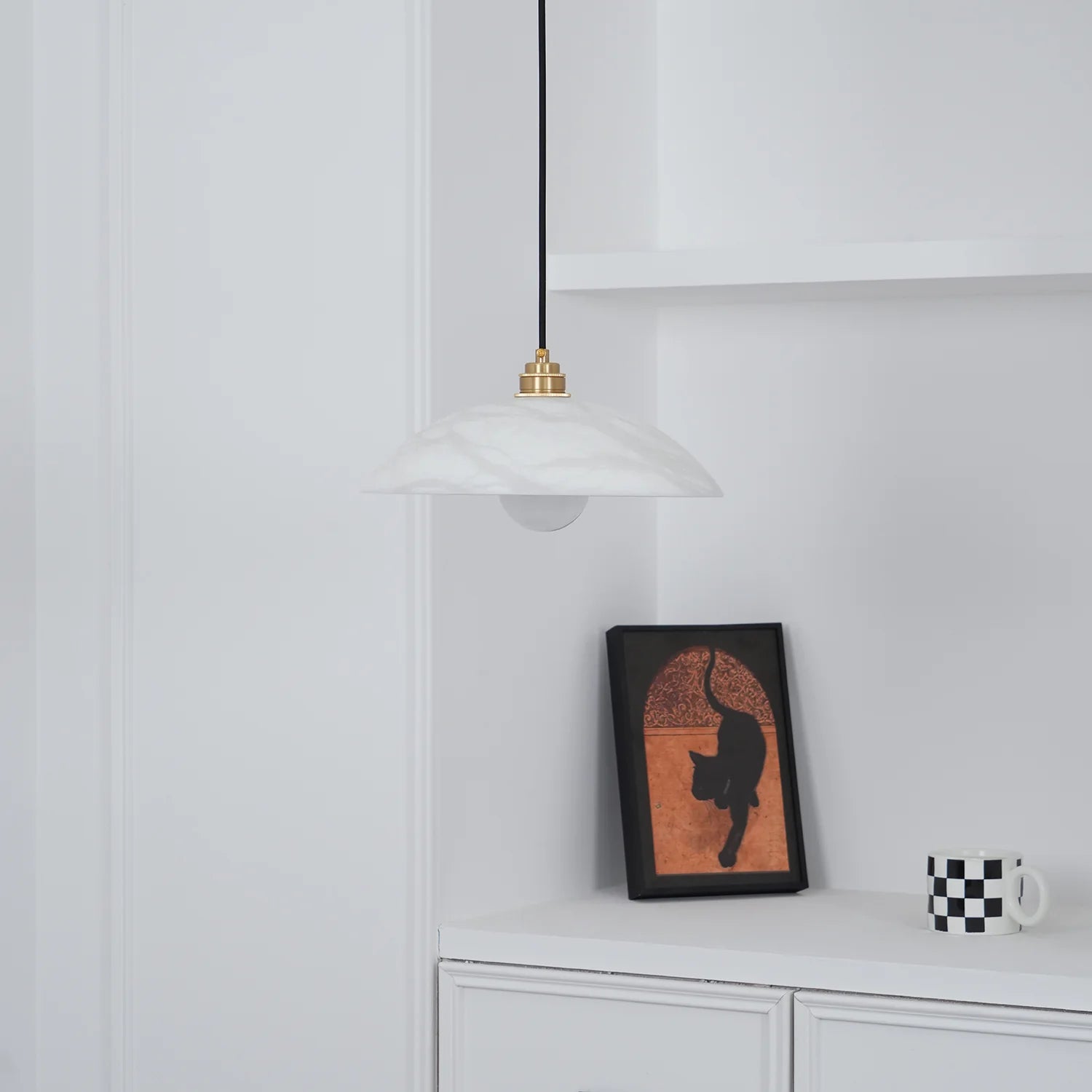 Moderne buet fad inspireret marmor pendellampe
