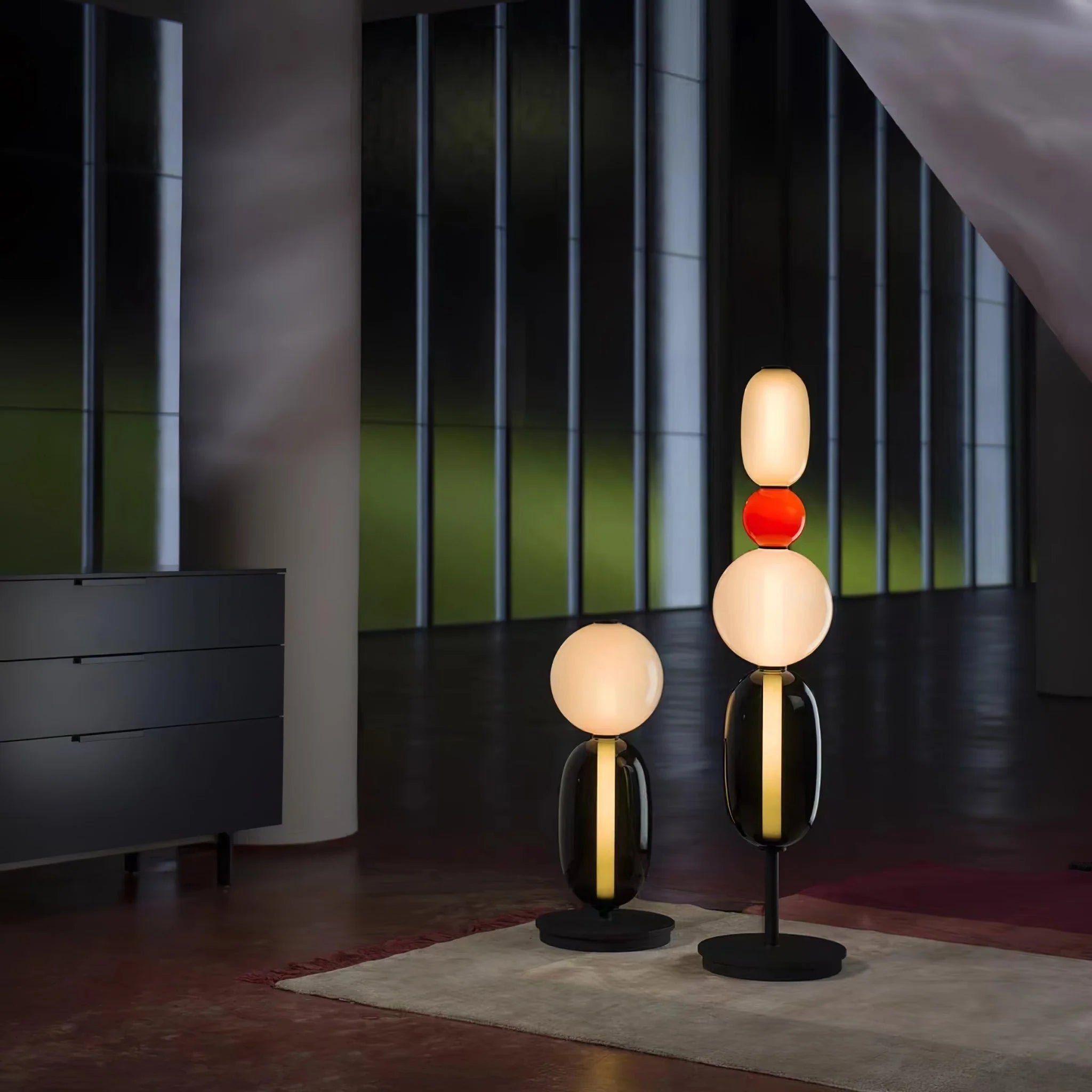 Lampadaire rond en verre de forme ovale tendance