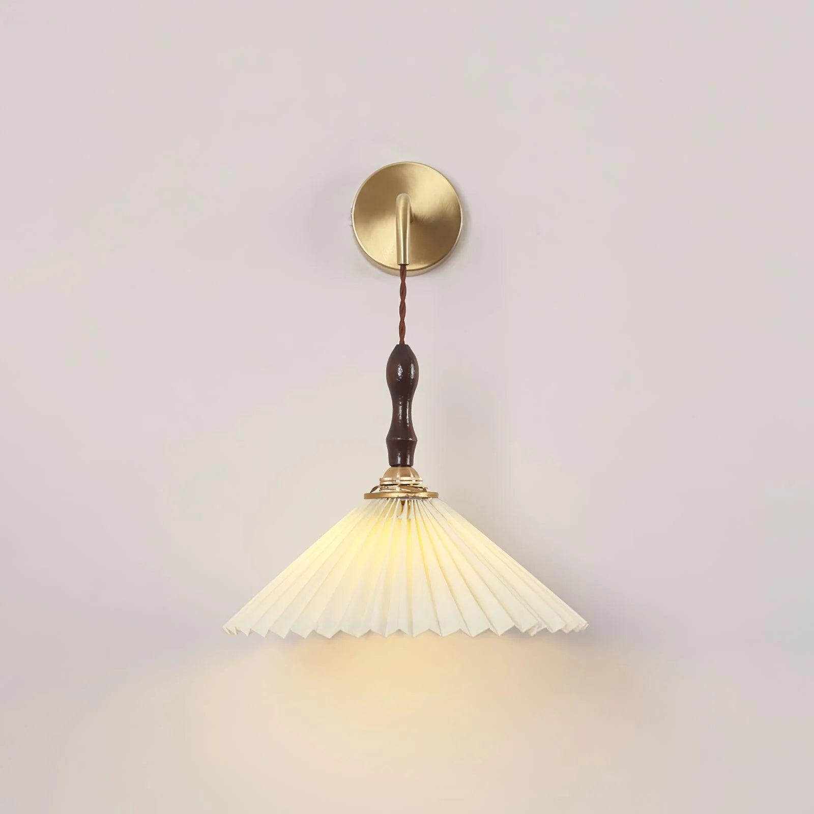Modern Pleated Walnut Wall Lamp