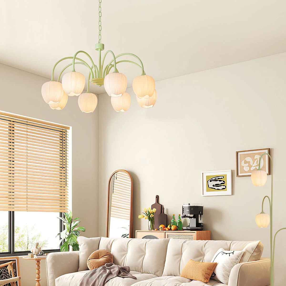 Lampadario di soggiorno minimalista moderno color crema