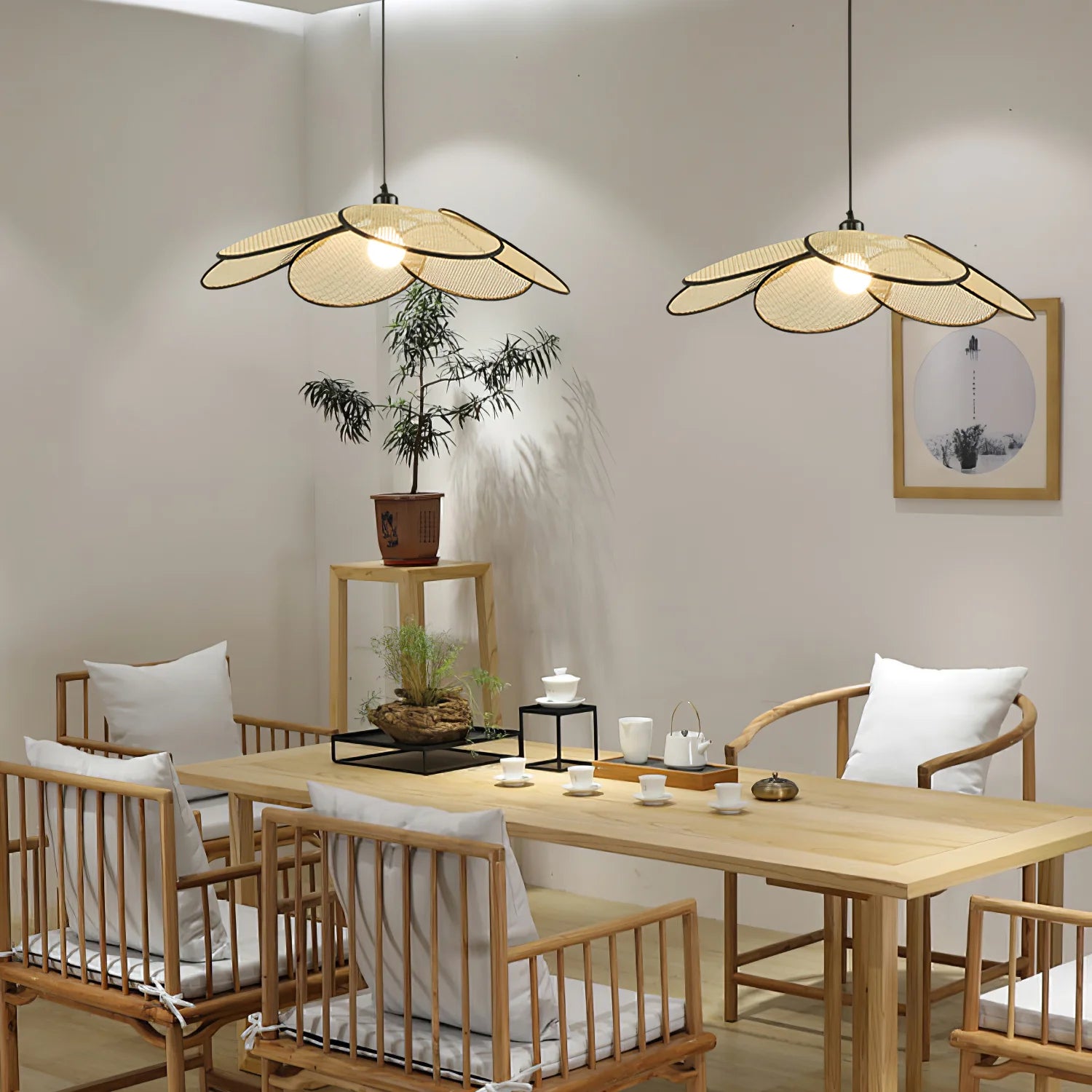 Lampada a sospensione Bloom in rattan