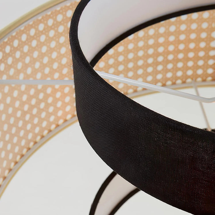 Moderne flerlags rattan tromle pendellampe