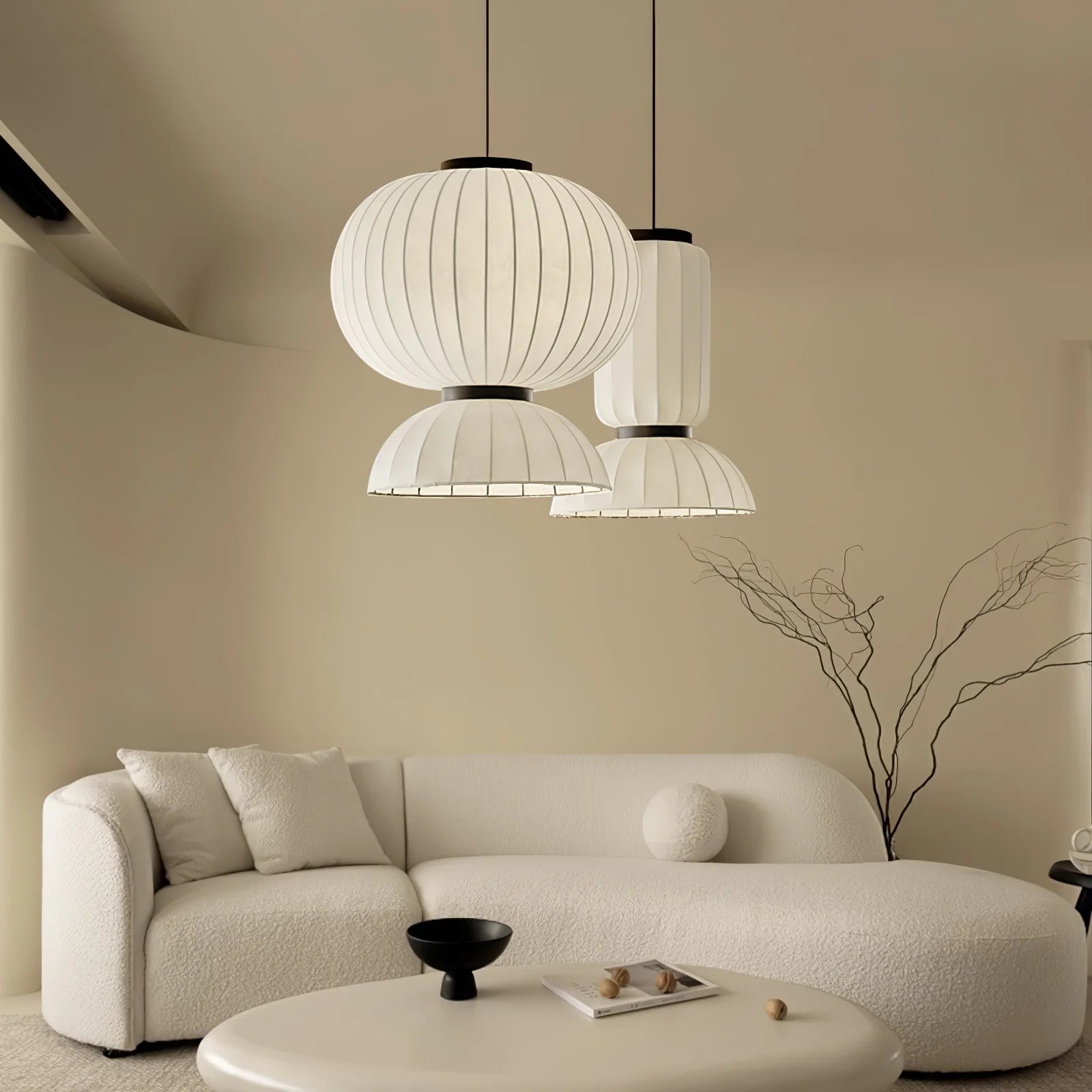 Suspension ronde minimaliste en soie