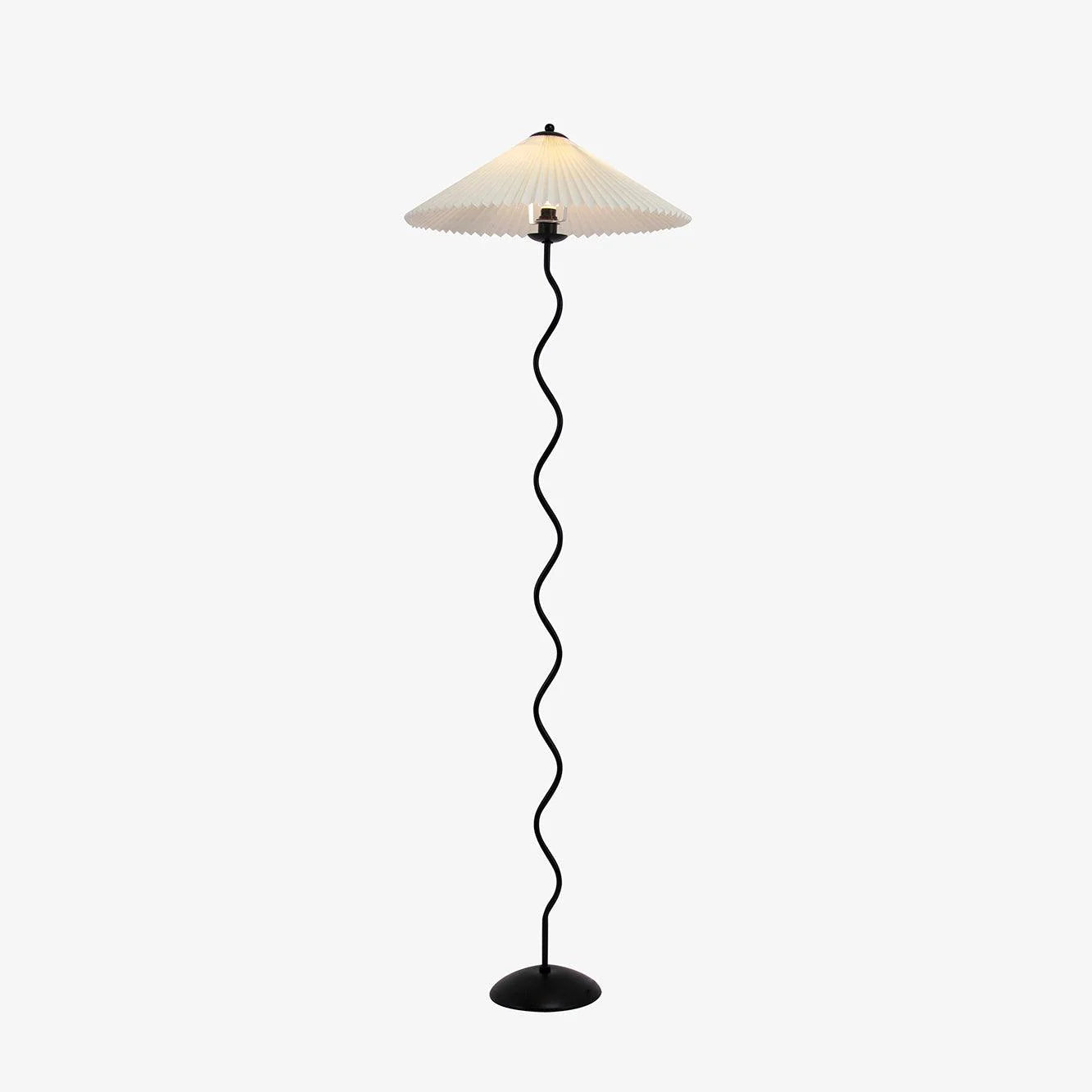 Lampadaire traditionnel en tissu et métal courbé