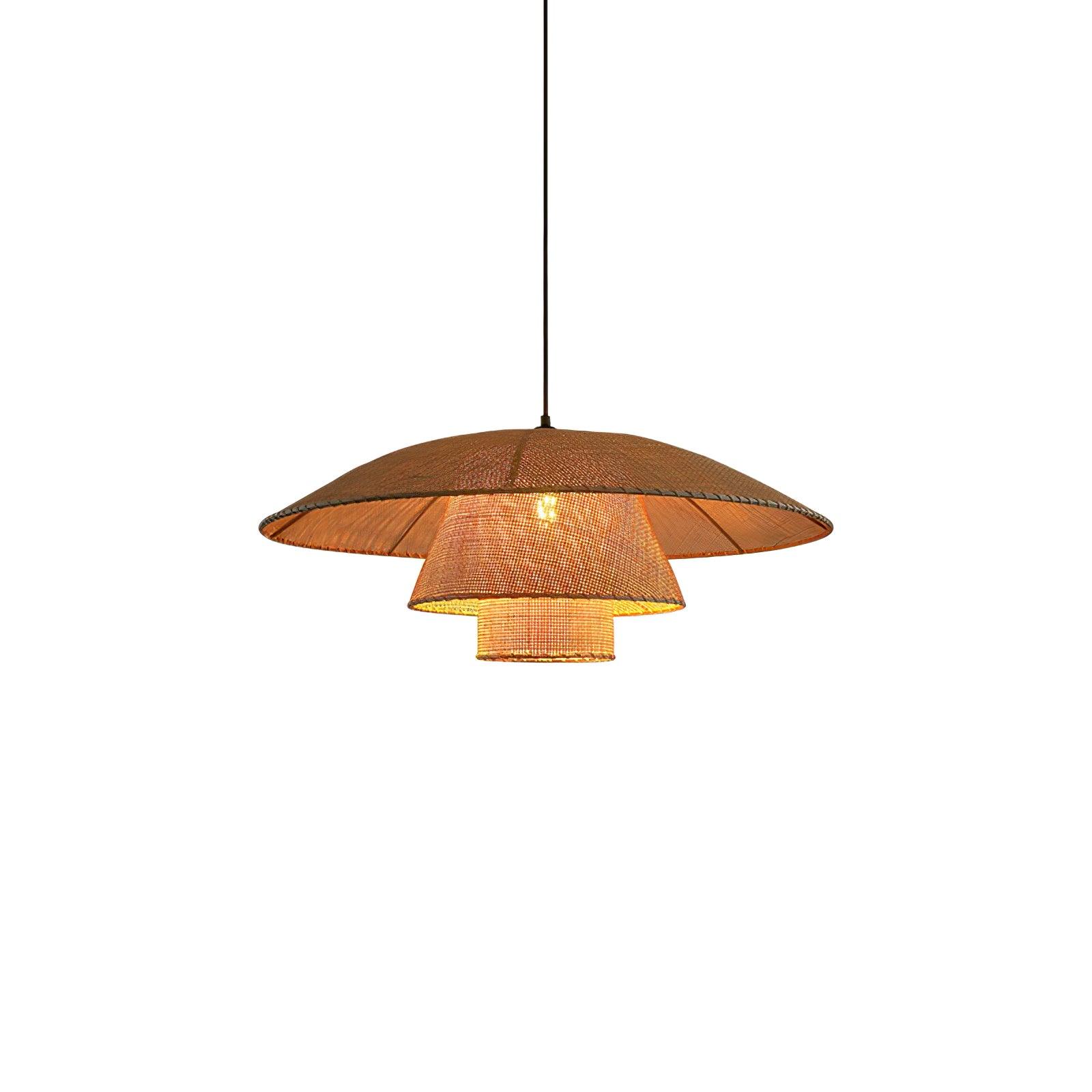 Lampada a sospensione con cappello da sole in tessuto Boho