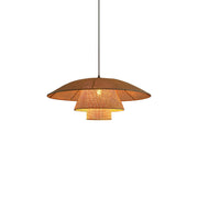 Lampada a sospensione con cappello da sole in tessuto Boho