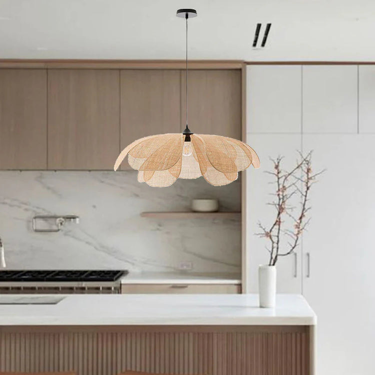 Retro kronblade rattan pendel