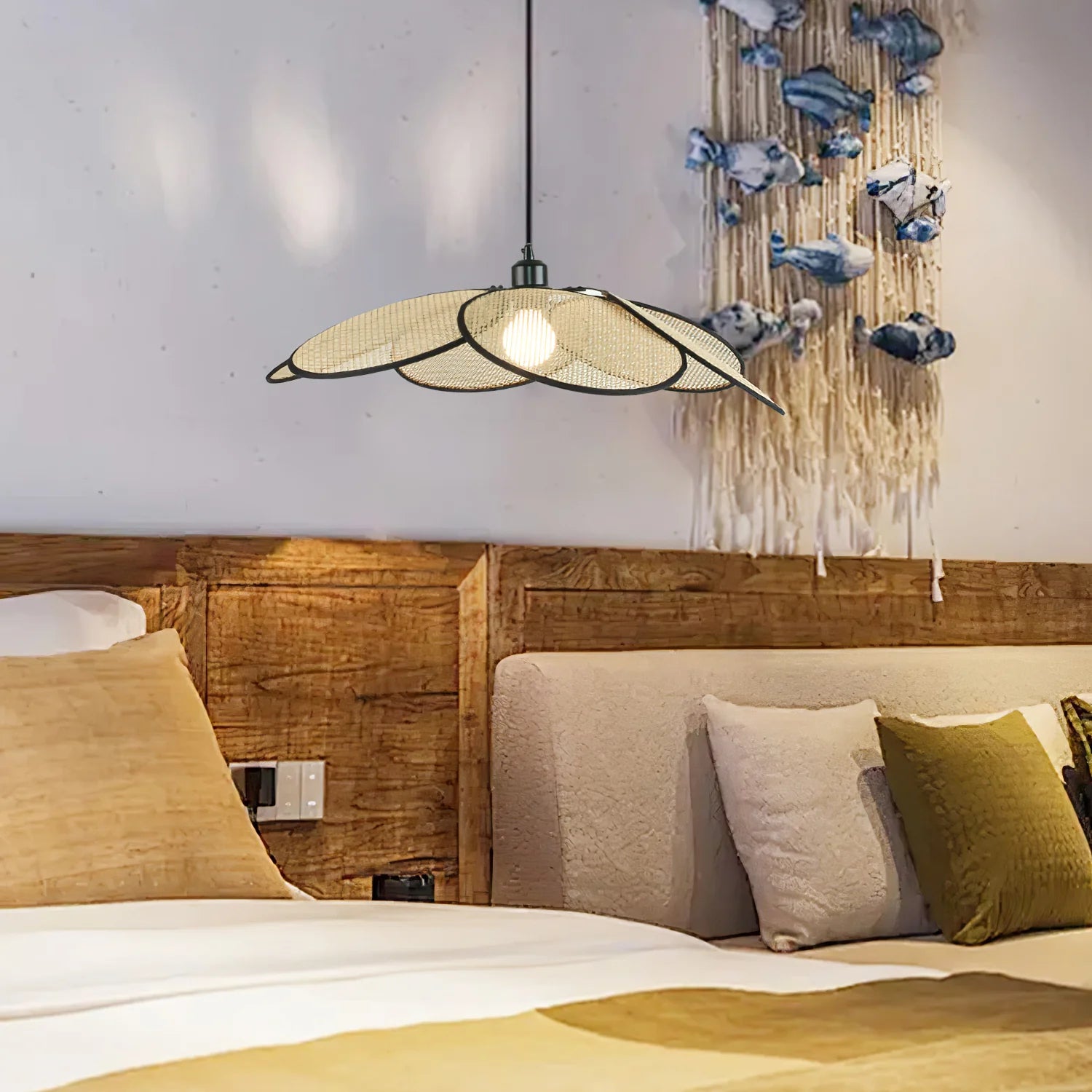 Lampada a sospensione Bloom in rattan