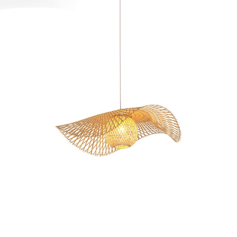 Lampe à suspension moderne en bambou ondulé