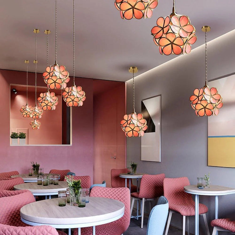 Chic Floral Glass Pendant Light