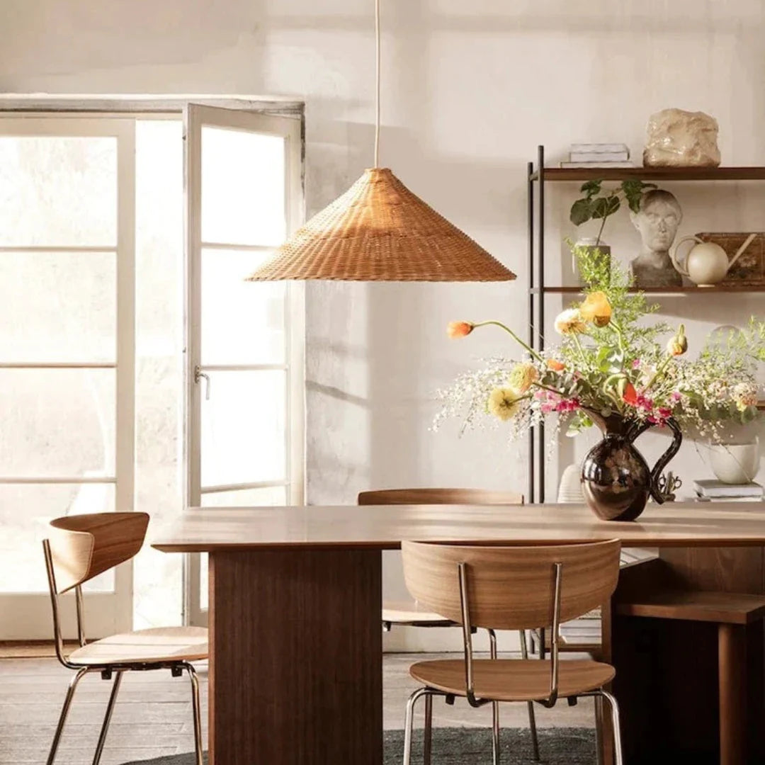 Retro Cone Rattan Pendant Light