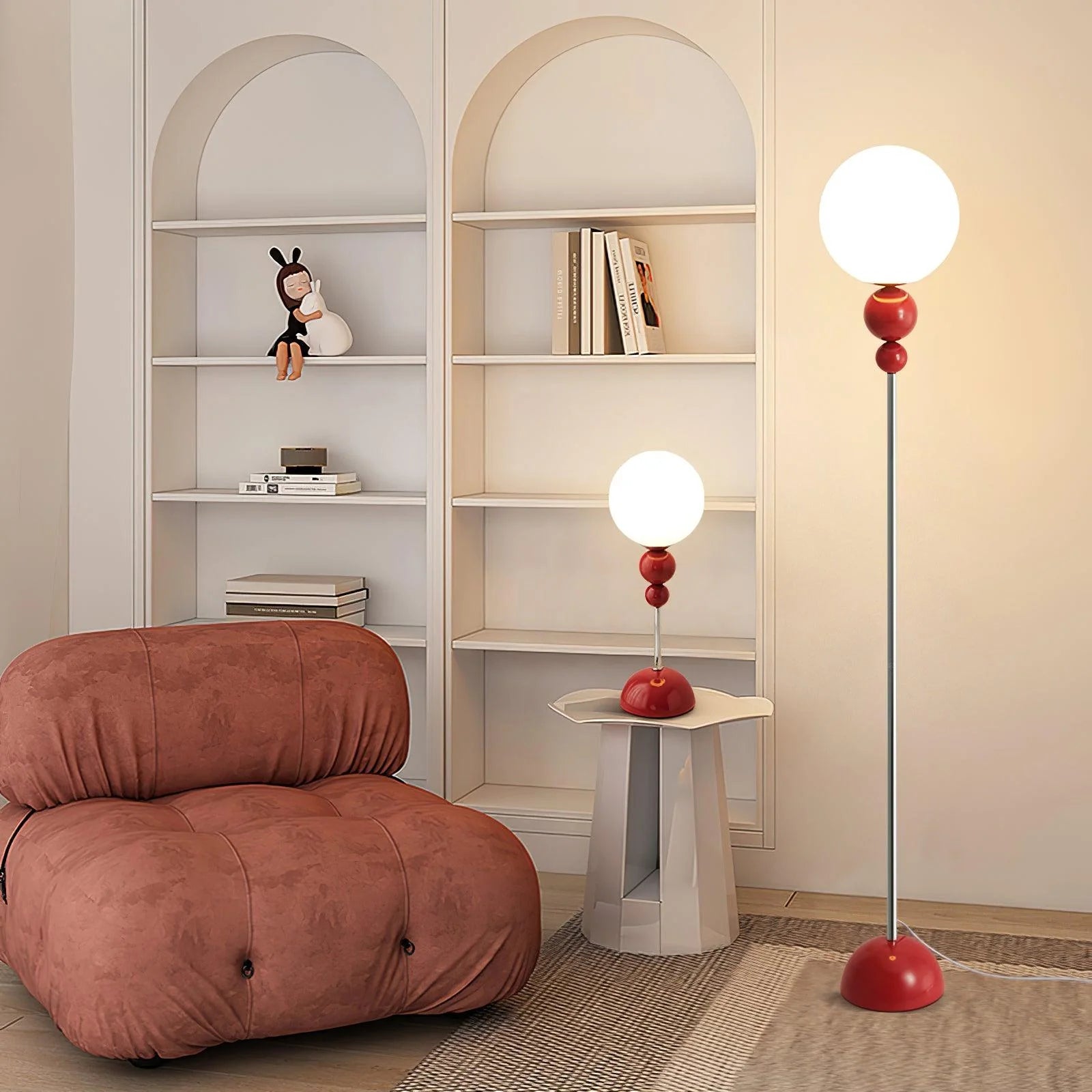 Lampadaire crème minimaliste et créatif avec boutons de fleurs
