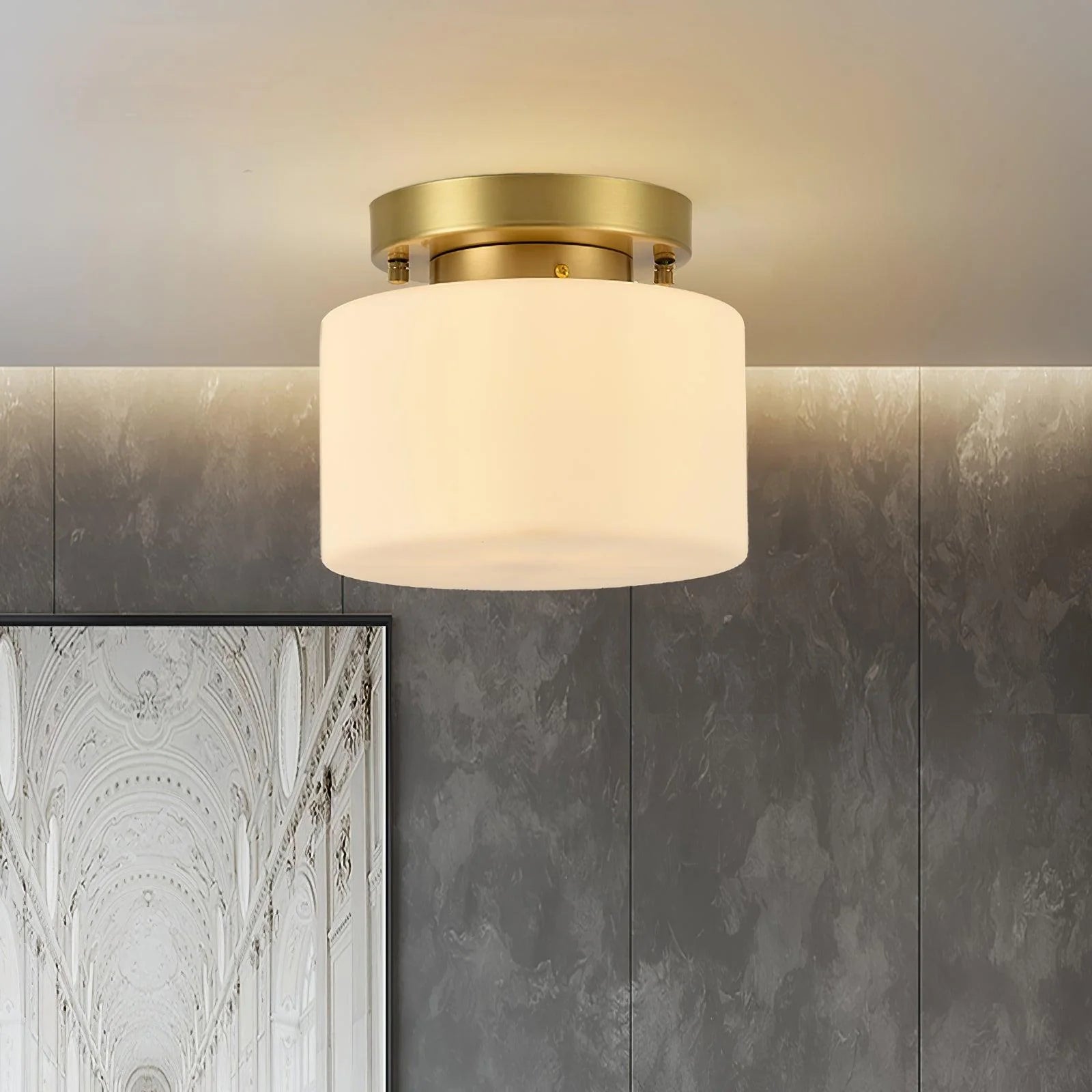 Modern Drum Glass Ceiling Light