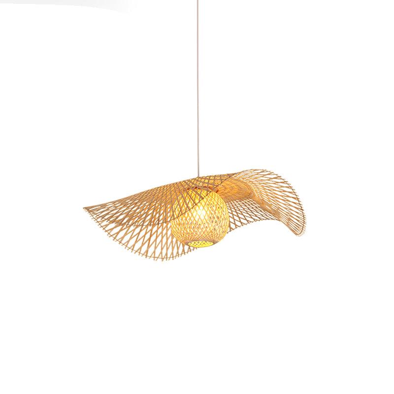 Lampe à suspension moderne en bambou ondulé