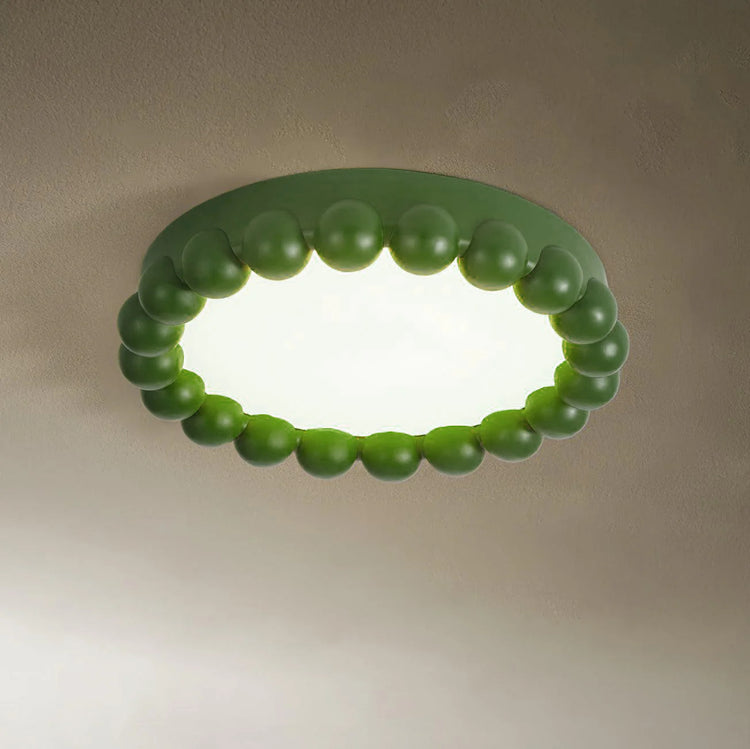 Moderne, rund, flettet glasfiberloftslampe