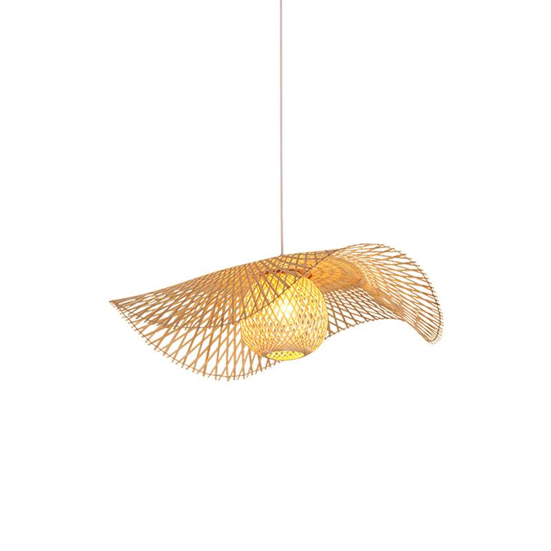 Lampe à suspension moderne en bambou ondulé