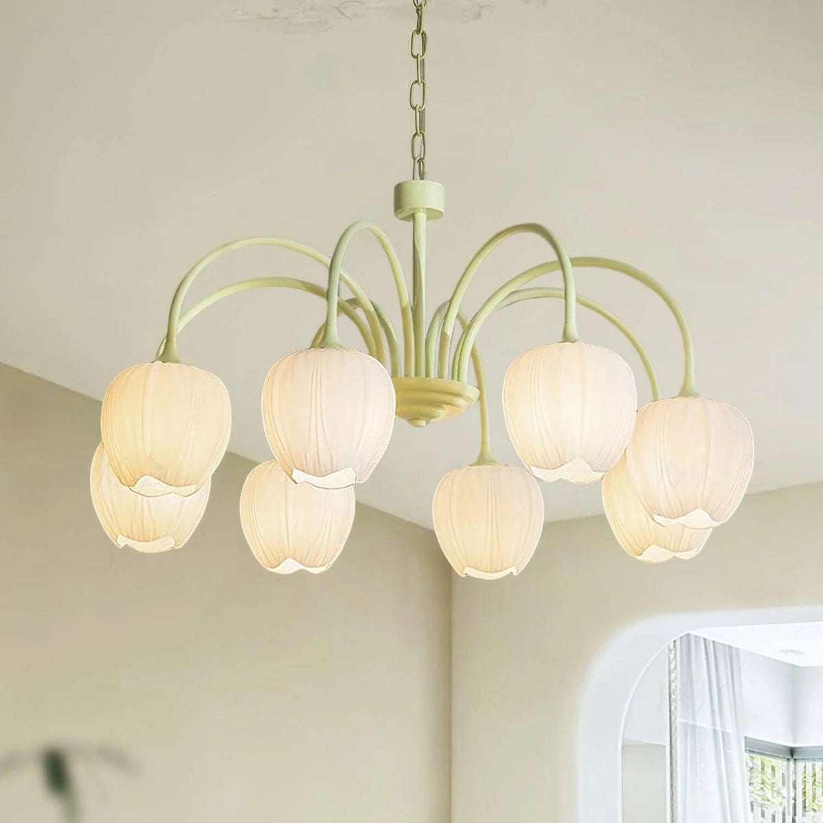 Lampadario di soggiorno minimalista moderno color crema