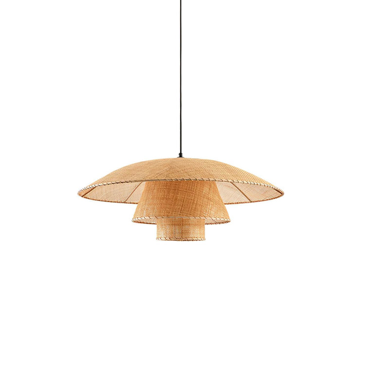 Retro Multilayered Rattan Sunhat Pendant Light