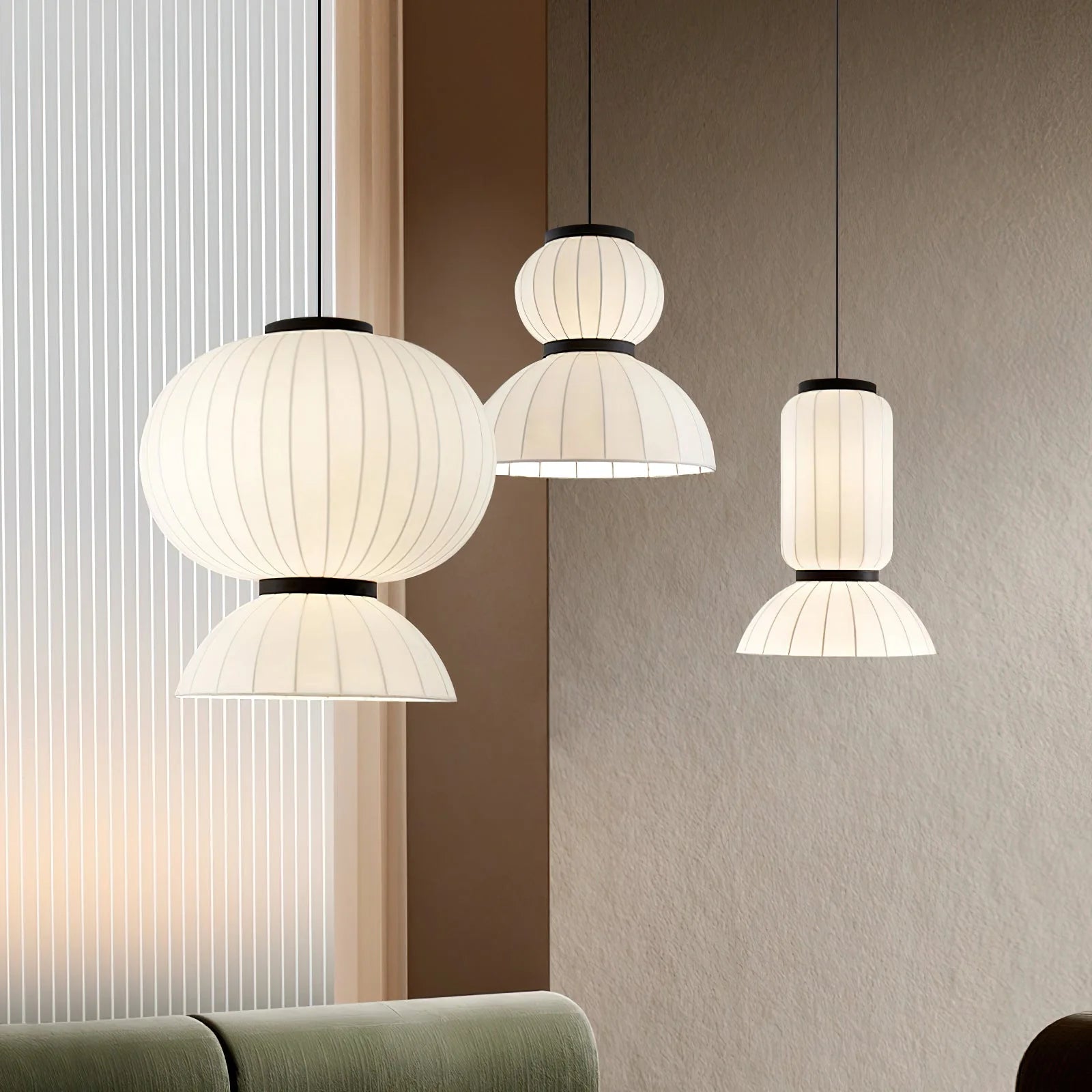 Suspension ronde minimaliste en soie