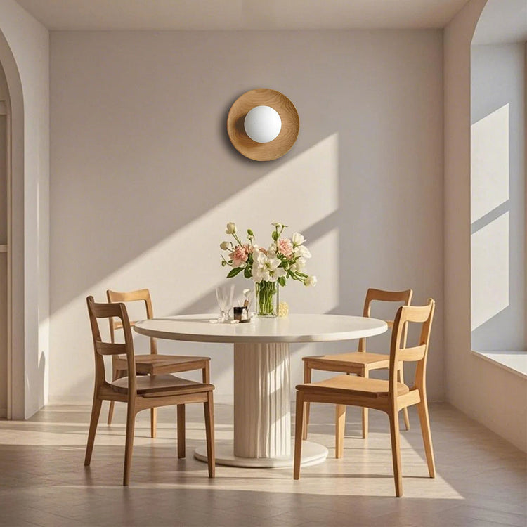 Naturligt enkelt træ væglampe