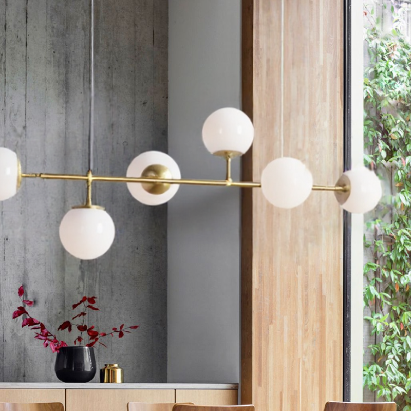 Moderna lampada a sospensione a sfera in vetro