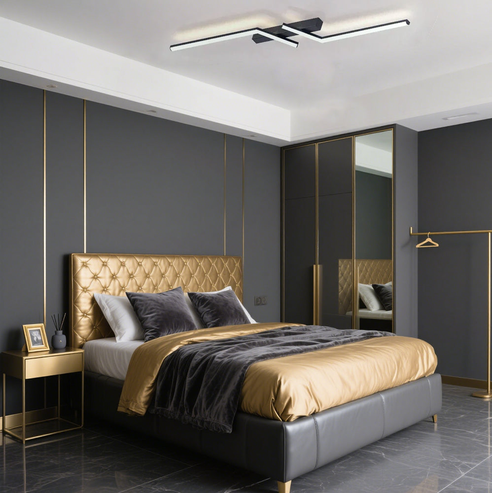 Plafonnier LED moderne simple en aluminium noir