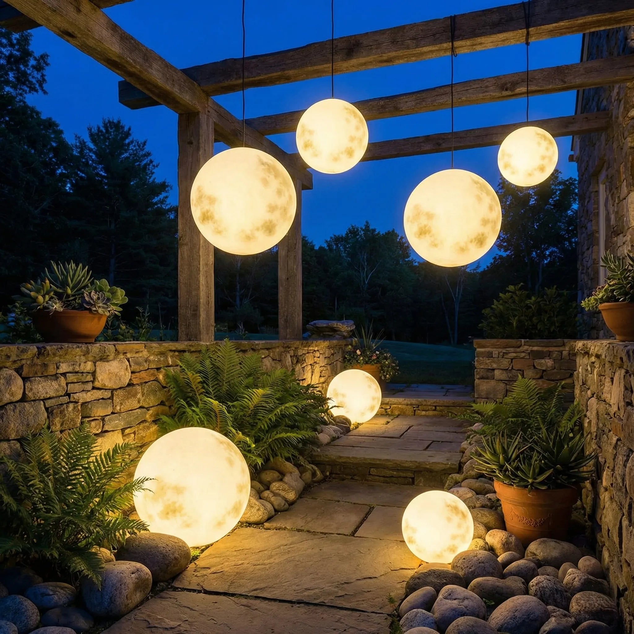 Lampada a sospensione da esterno Lunar Garden